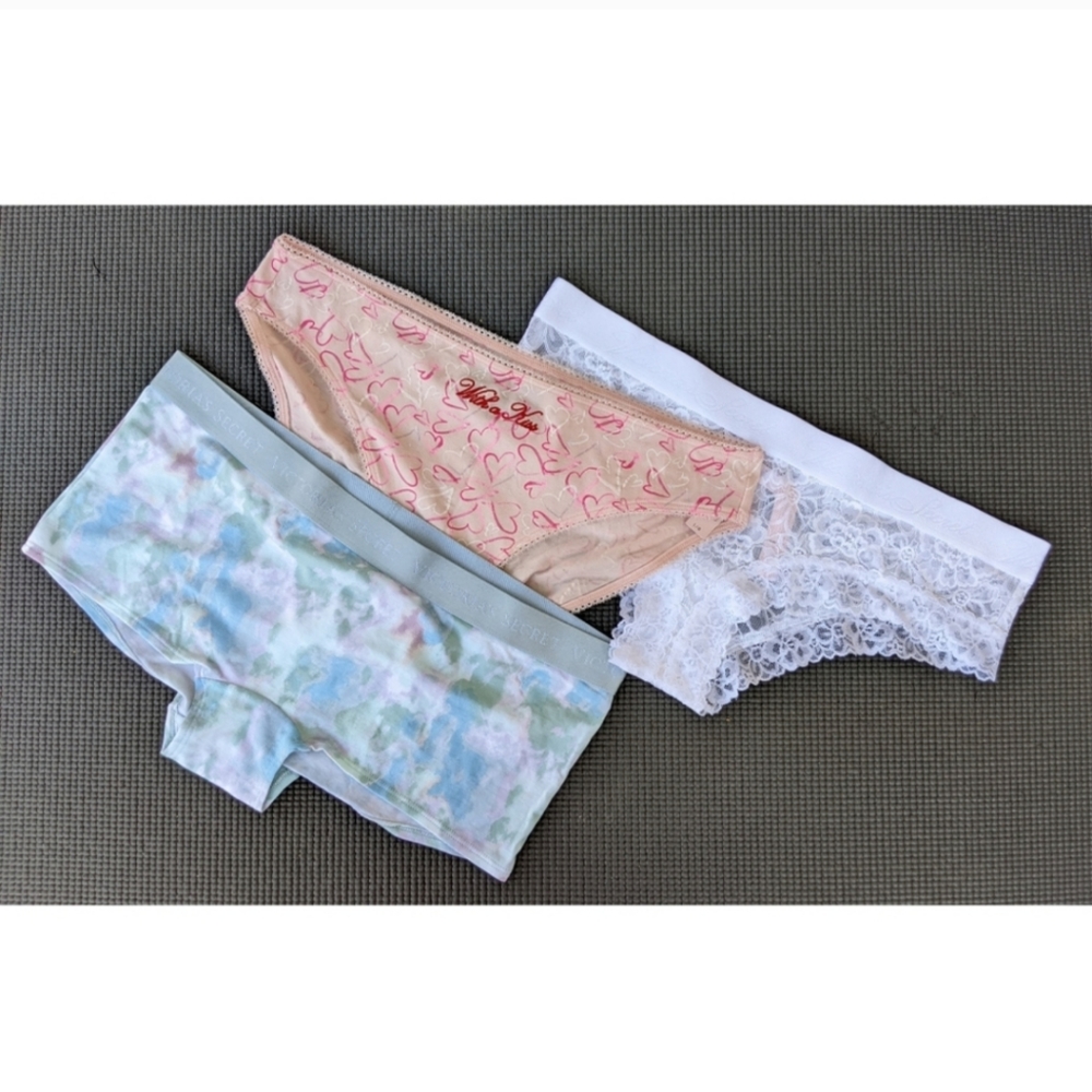 NWT Victoria's Secret panty bundle boy short bikini lace hipster large
